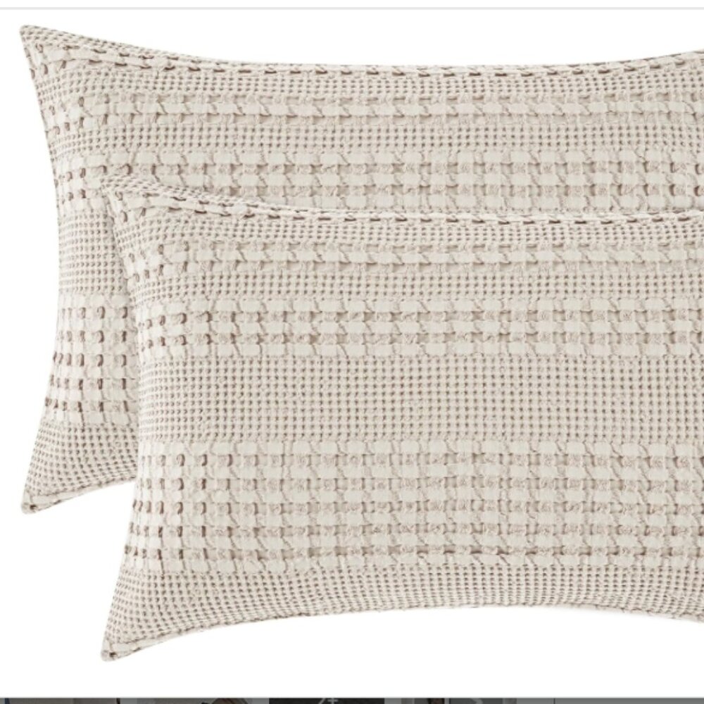 PACIFIC HOME FASHION 100% Cotton Waffle Pillowcases 2 Pack Breathable 20 X 30